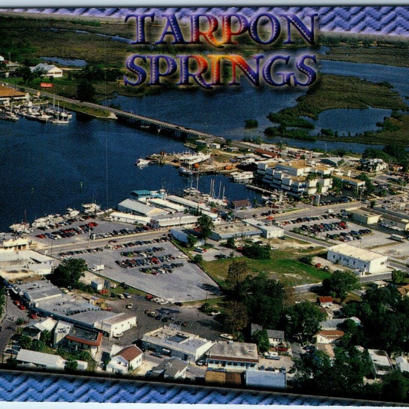 c1990s Tarpon Springs, FL Aerial Harbor City Sights Chrome Large Postcard A255