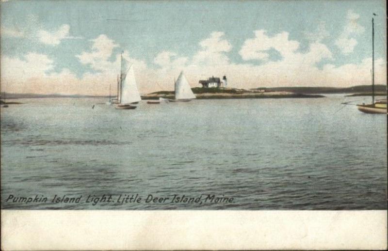 Pumpkin Island Little Deer Island ME Lighthouse c1910 Postcard