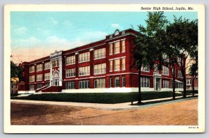 Joplin Missouri~Senior High School St View~Red Brick Bldg~Linen 1950 Postcard
