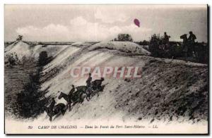 Old Postcard chalons camp in the pits of Fort St. Hilaire It Horse Horse Mili...