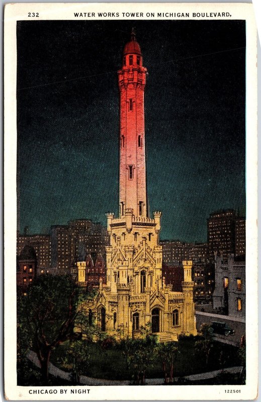The Water Works Tower Michigan Boulevard Chicago Illinois IL  Postcard