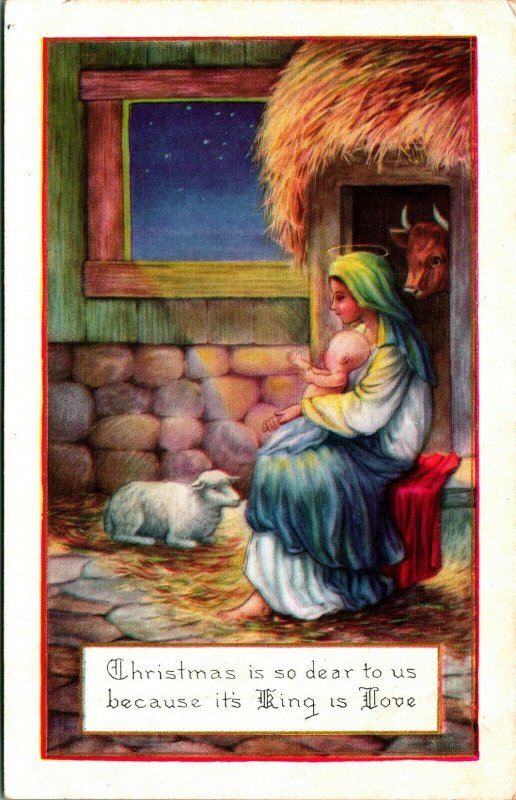 Jesus and Mary In Manger Christmas is so Dear Whitney Made UNP Postcard