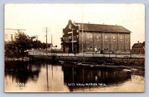 J90/ Marion Wisconsin RPPC Postcard c1910 City Hall Building 46