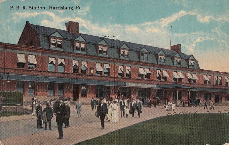 Postcard Pennsylvania Railroad Station Harrisburg PA