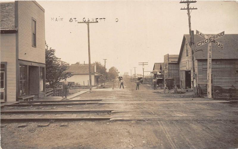D17/ Cavett Ohio Postcard Van Wert Photo RPPC c1910 Main St Railroad Blacksmith