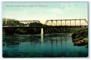 c1910's View Of West Dodge Wagon Bridge Fort Dodge Iowa IA Antique Postcard