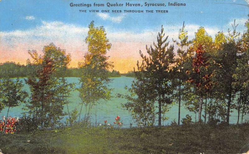 Syracuse Indiana Quaker Have Waterfront Antique Postcard K82683