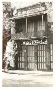 1940s Real Photo Postcard Columbia State Park CA Wells Fargo Co. Tuolumne County