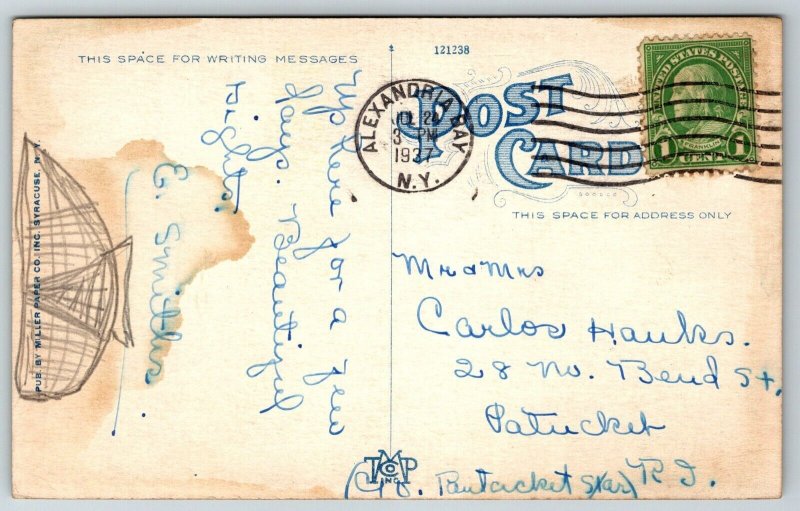 New York Postcard - Alster Tower - Hart Island - 1000 Islands - 1937