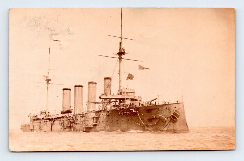 RPPC HMS Drake Royal Navy Armored Cruiser 1908 Postcard N11 