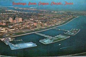 VINTAGE POSTCARD GREETINGS FROM CORPUS CHRISTI TEXAS AERIAL VIEW 1971