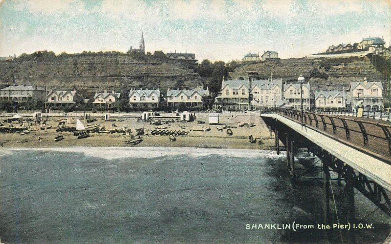 UK England sail & navigation themed postcard Shanklin pier sailing vessel boat