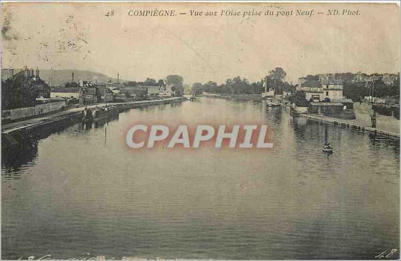 Old Postcard Compiegne View Oise taking the Pont Neuf