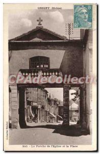 Old Postcard The Porch of the Church and the Place