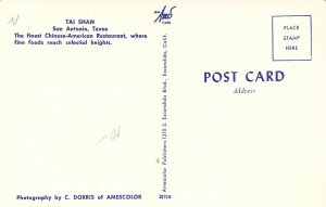 Tai Shan, Chinese-American Restaurant, San Antonio Tx, Old Postcard