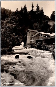 Schladming Sink Toblach Flood Approaching River Houses Real Photo RPPC Postcard