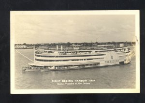 RPPC NEW ORLEANS LOUISIANA SIGHT SEEING HARBOR BOAT REAL PHOTO POSTCARD LA.