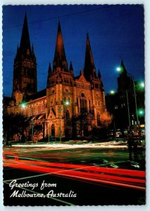 MELBOURNE, AUSTRALIA ~ Dusk View ST. PAUL'S CATHEDRAL c1970s -  4x6 Postcard