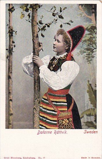 Sweden Dalarne Rattvik Girl In Traditional Costume