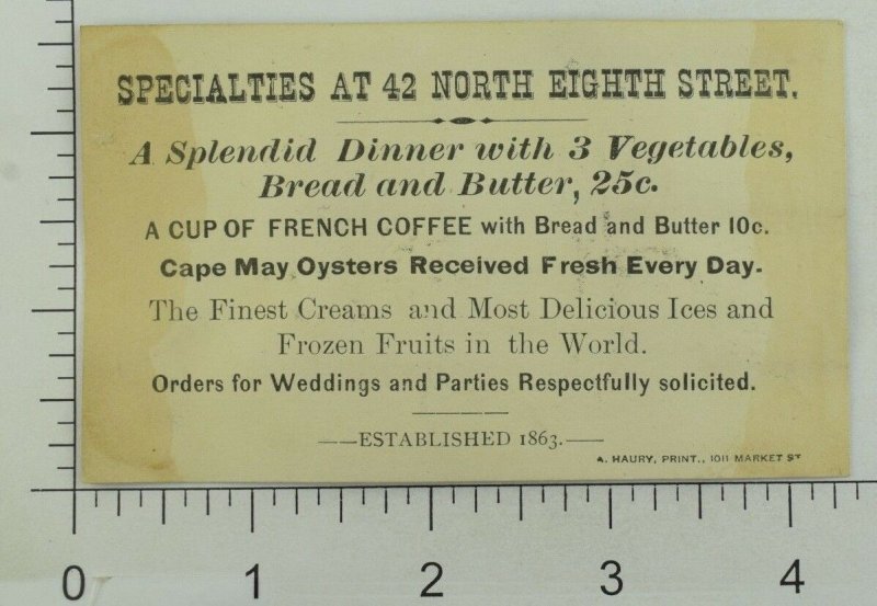 A.L. Rudolph's Dining Rooms Cape May Oysters French Coffee Lady Man Rain P99