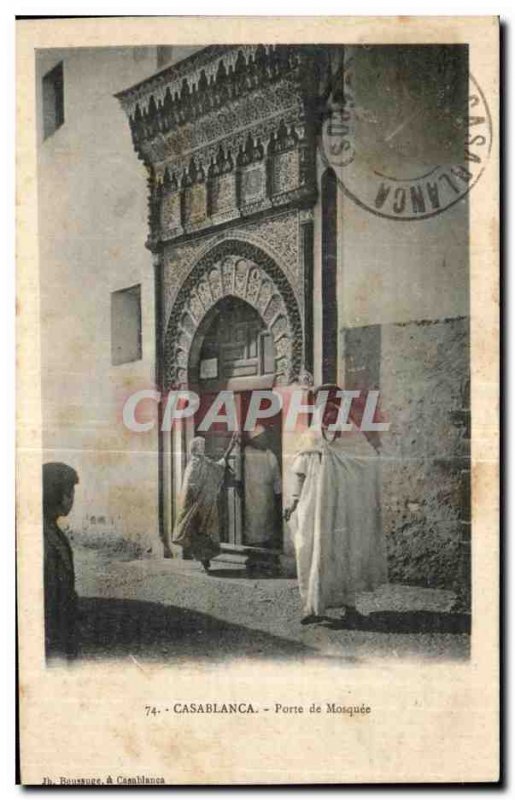 Old Postcard Casablanca Morocco Gate Mosque