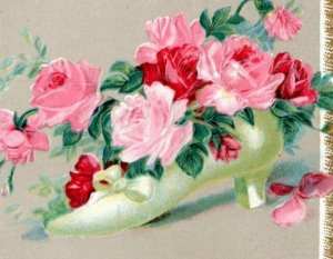Postcard Best Birthday Wishes - pink roses and ribbon - 4 bar cancel NH