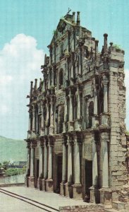 VINTAGE POSTCARD THE RUINS OF ST. PAUL'S  AT MACAO CHINA c. 1960