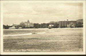 Honolulu HI Moana & Royasl Hawaiian Hotels Real Photo Postcard