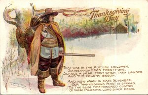 Thanksgiving Day Pilgrim Hunter With Turkey Embossed
