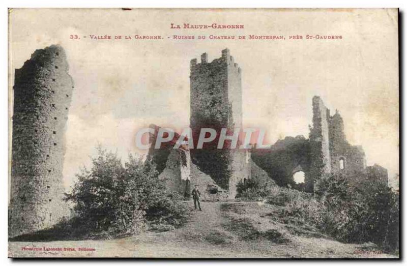 Valley of the Garonne Old Postcard Montespan castle ruins near St Gaudens