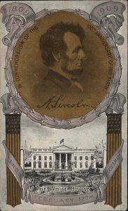 Abe Abraham Lincoln Gold Silver Embossed Feb 12th Series c1910 Postcard #2