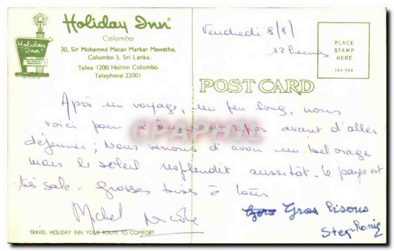 Postcard Old Holiday Inn Colombo Sri Lanka Ceylon Ceylon