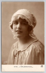 La Orleanaise RPPC Pretty Woman Portrait Cliche Agelou Alfred Noye Postcard E26