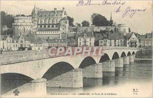 Postcard Old Amboise Loire Valley Bridge and the Castle