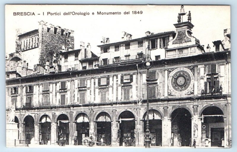 BRECIA I Portici dell'Orologio e Monumento del 1849 ITALY Postcard