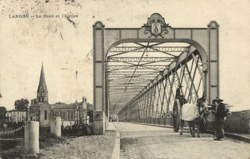 CPA LANGON - Le Pont et l'Église (140077)