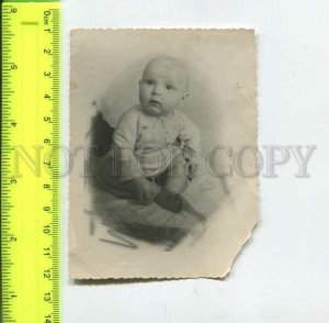 452396 USSR little boy on a blanket Old photo