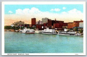 Water Front and Paddle Boats Memphis Tennessee TN UNP WB Postcard H15