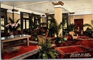 The Foyer, Tea Room, Bullock's Department Store Los Angeles CA Vtg Postcard B58