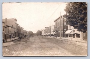 DS3/ Quincy Michigan RPPC Postcard c1910 Chicago Street Stores 18