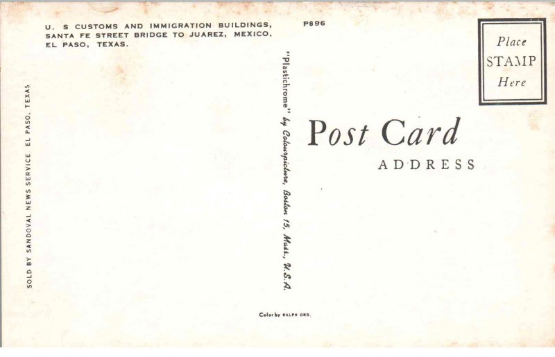 El Paso, Texas - Border Crossing between Texas and Juarez, Mexico - c1950