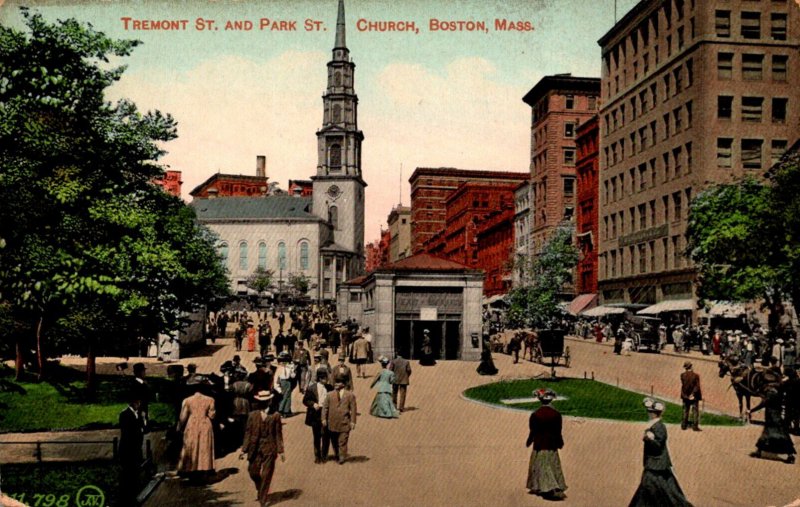 Massachusetts Boston Tremont Street and Park Street Church