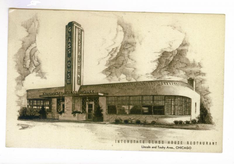 Interstate Glass House Restaurant, Chicago unused Postcard