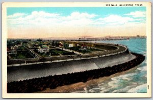 Vtg Galveston Texas TX Sea Wall City View 1920s Unused w/ Stamp Postcard