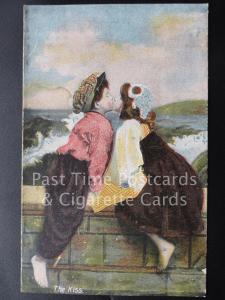 Old PC, 'The Kiss' showing Girl & Boy Kissing sat on a wall by J.W.B. Series 301