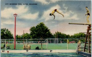 1940s City Swimming Pool Altus OK Oklahoma Linen Postcard