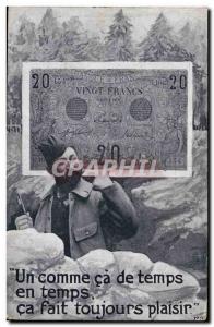 Old Postcard Ticket Twenty Francs Hairy Army