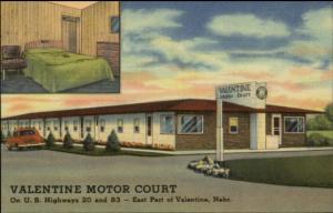 Valentine NE Motor Court Roadside Linen Postcard