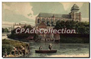 Old Postcard Pont l'Eveque and the church Touques