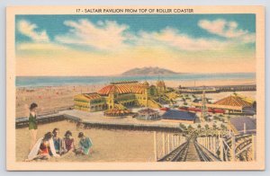 Theme Park & Expo~Saltair Pavilion From top of Roller Coaster~Vintage Postcard